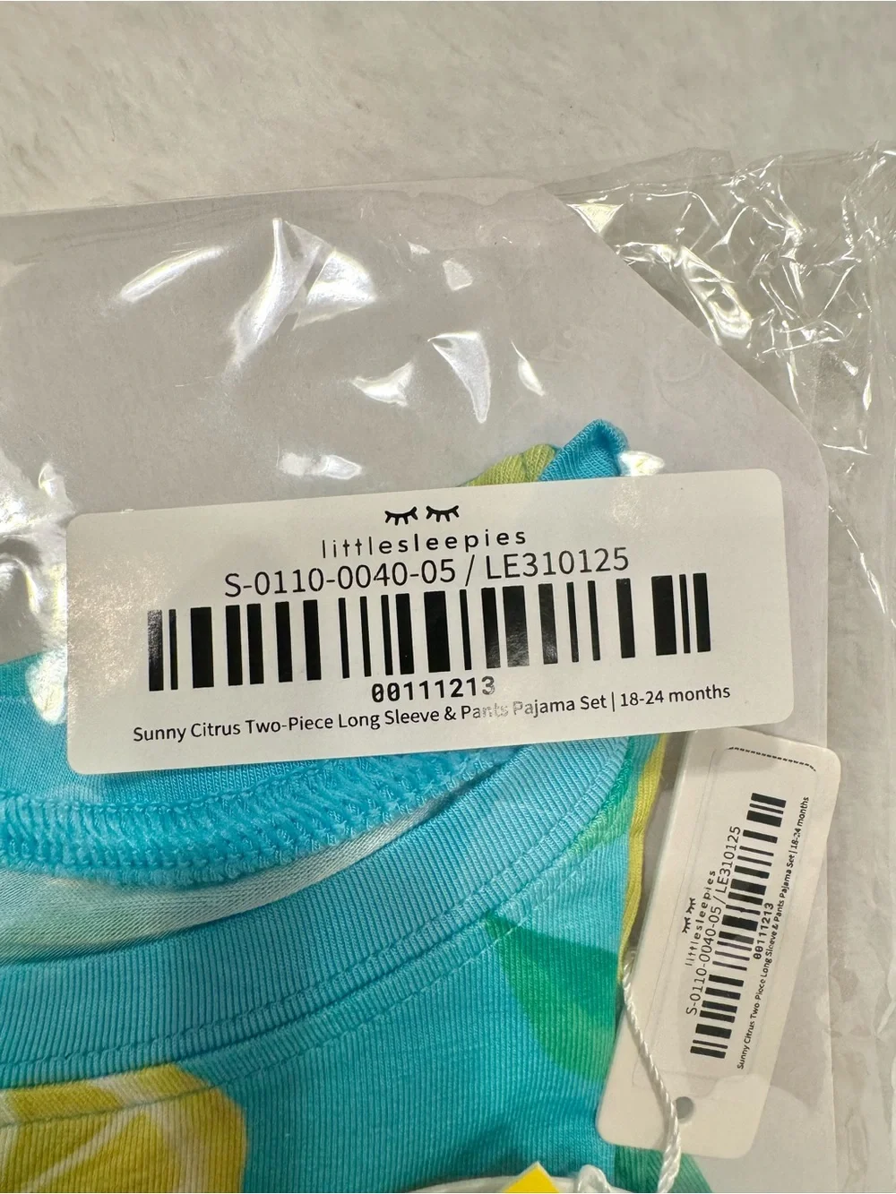NWT Little Sleepies “Sunny Citrus” Bamboo Pajama Set 18-24 Months